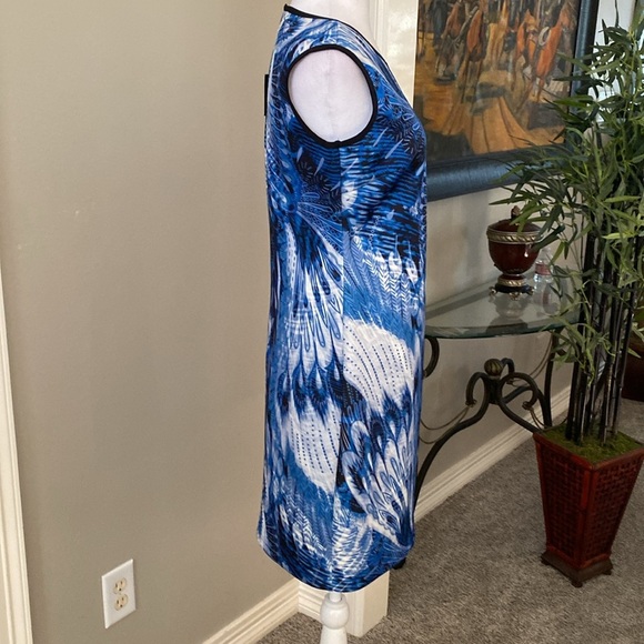 Milano Blue and Black Patterned Mini Dress size M - Picture 3 of 6